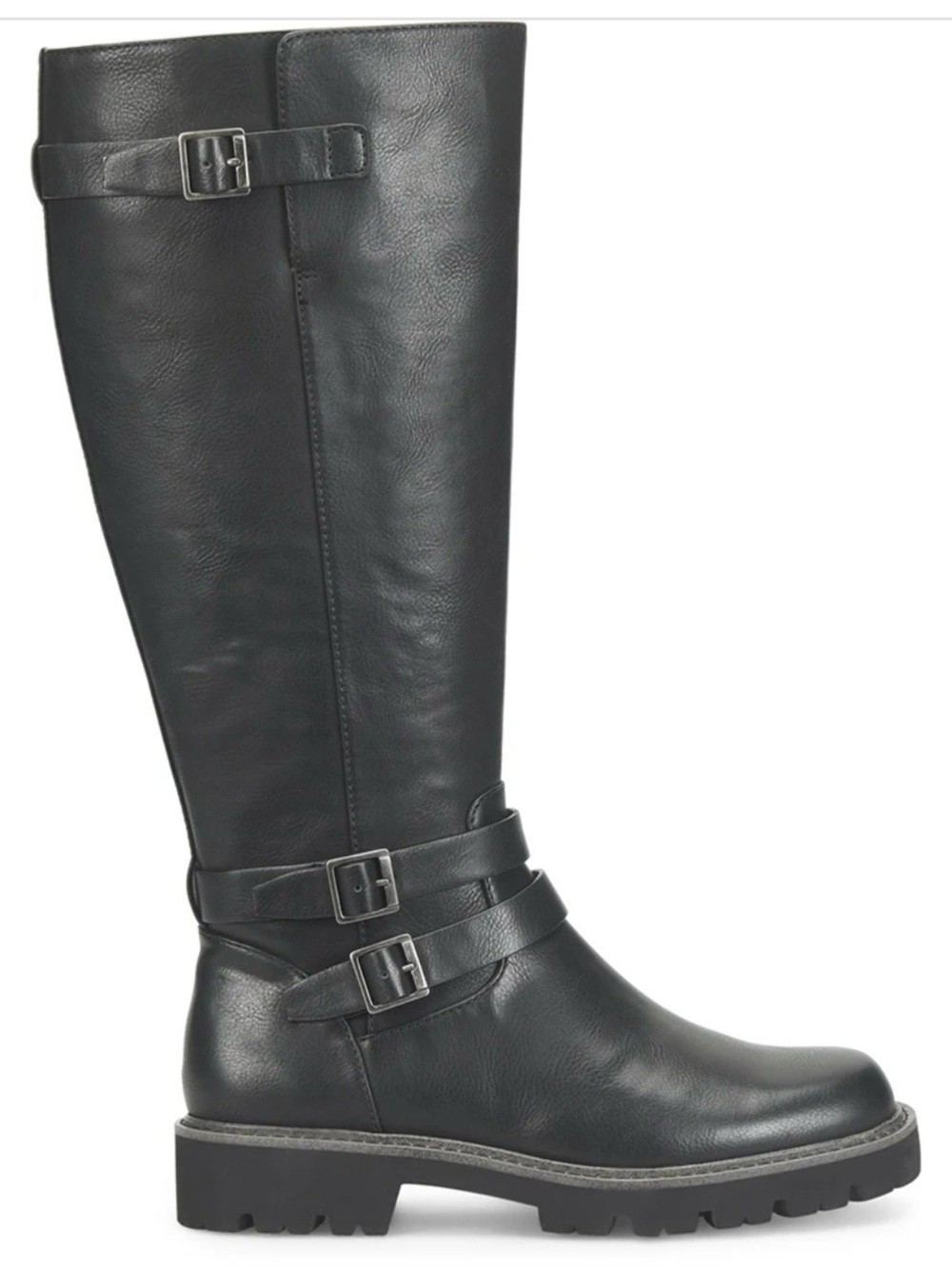 Classic Black Knee-High Buckle Korks Boots